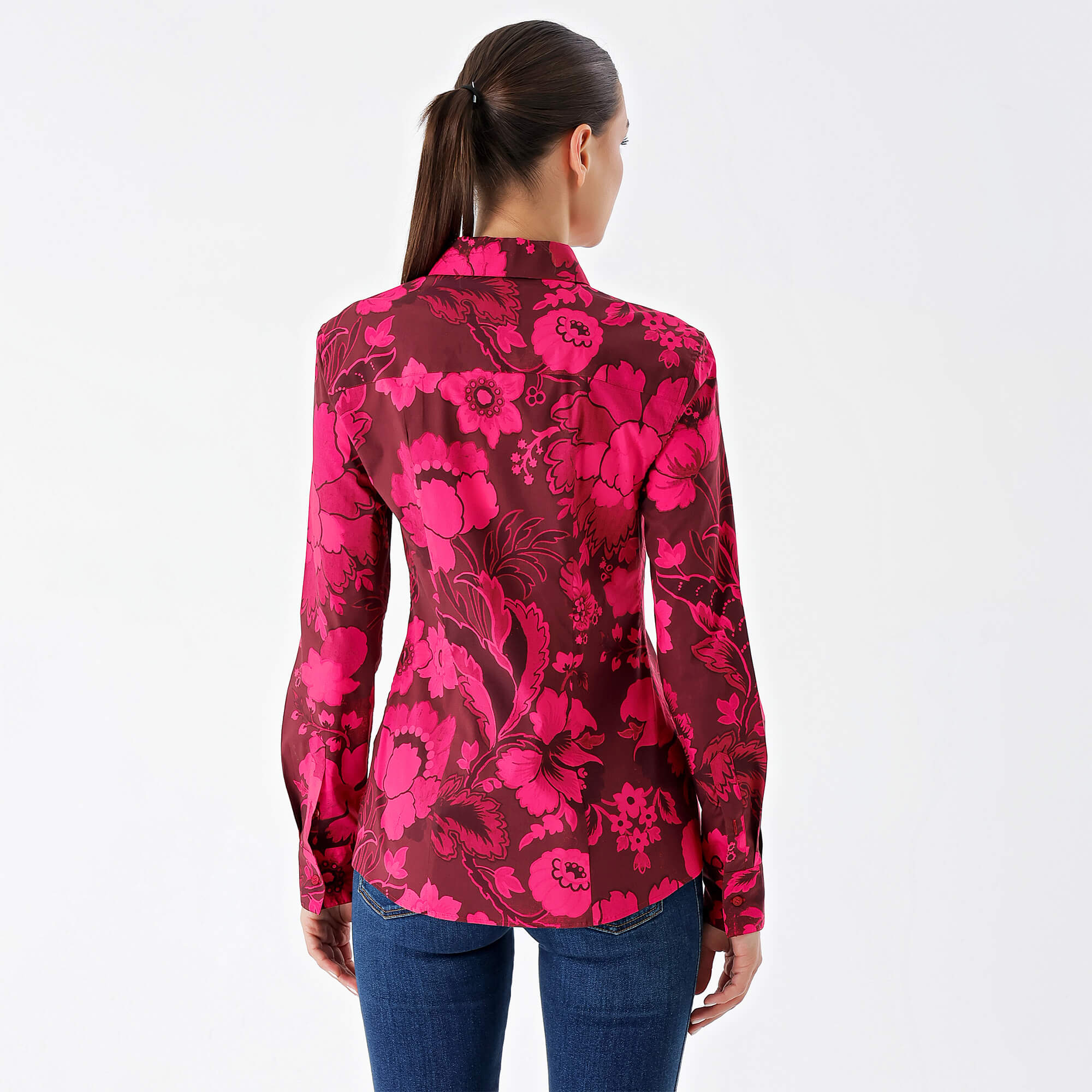 Etro-Red Cotton Floral Printed Shirt